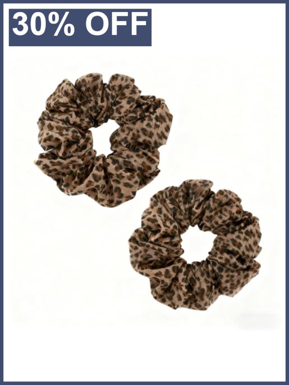 Leopard Scrunchie Set Elastic Polyester Blend Hair Ties Women 2 Pcs